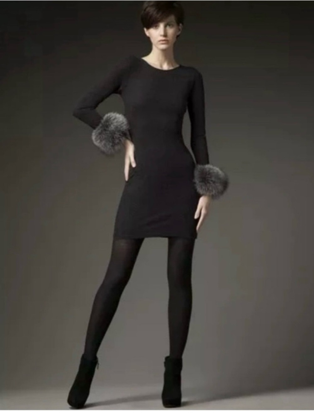 Alice + Olivia Adrianna fur cuff sweater dress